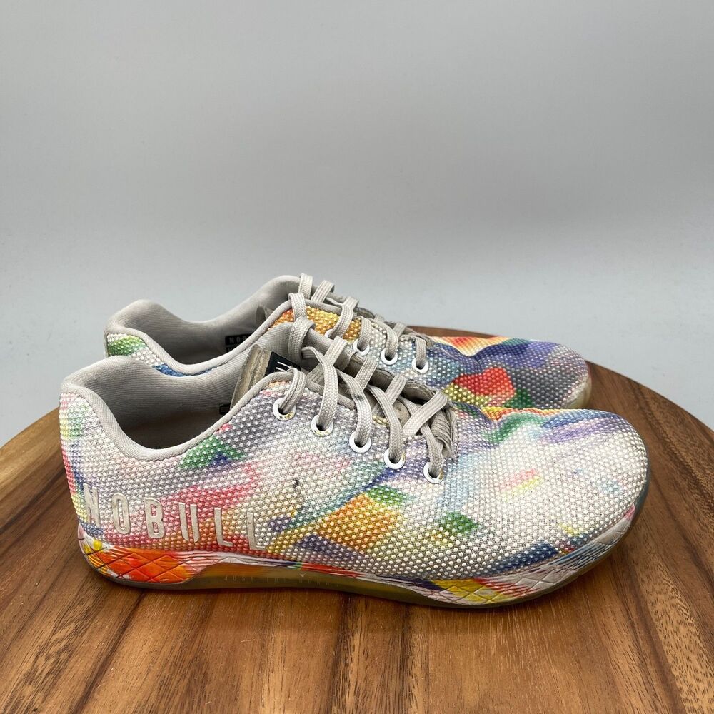 Nobull Shoes Mens Size 9.5 White Rainbow AllPride Casual Comfort Tie Dye Sneaker
